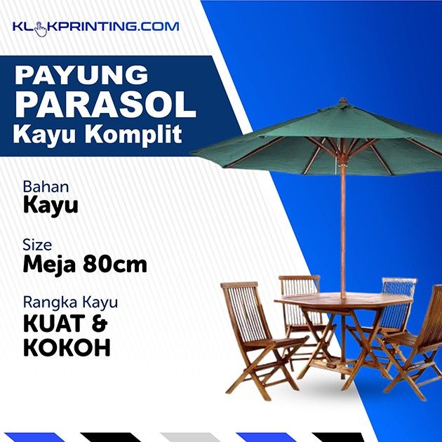 Payung Parasol Kayu Komplit Set - Head Produk (1)
